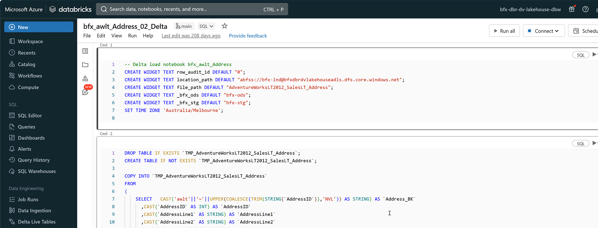 BimlFlex Databricks Notebook