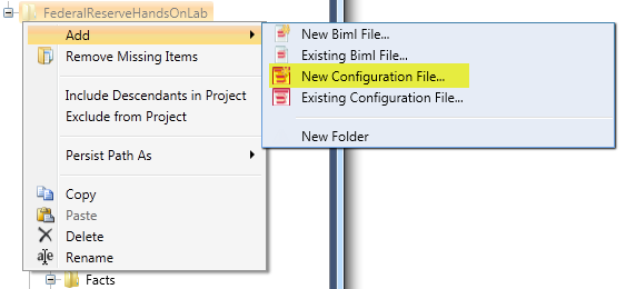 New Configuration File Context Menu