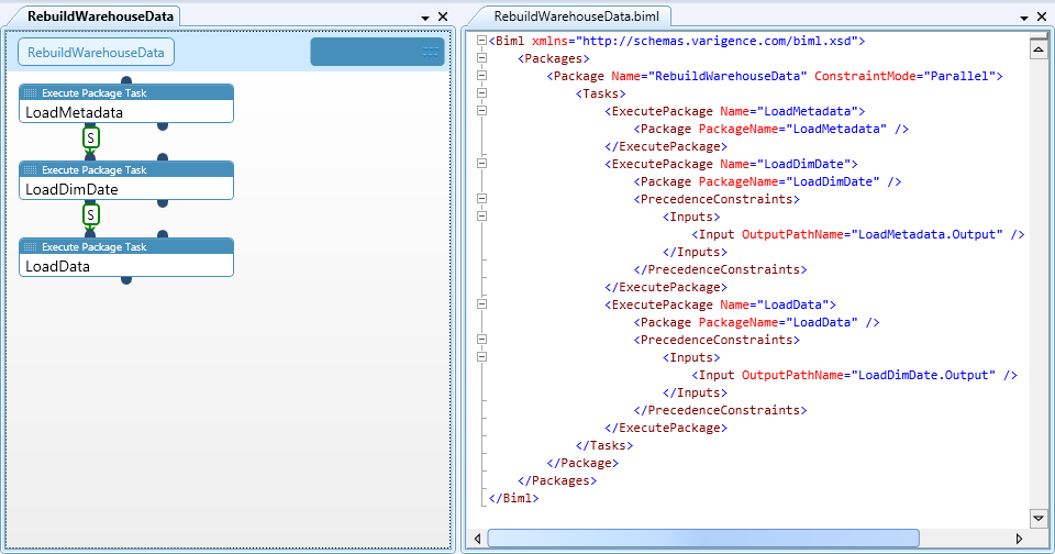 Designer and Biml side by side