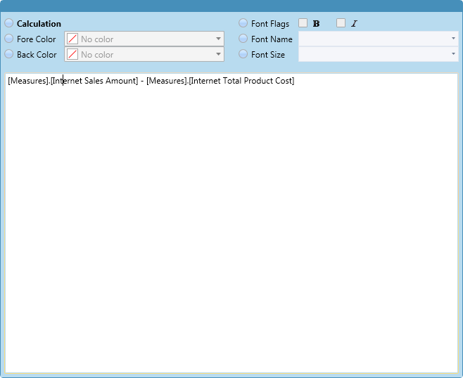 Calculated Member MDX Expression Editor