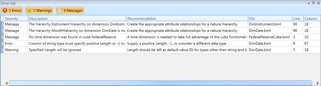 Error List Tool Window