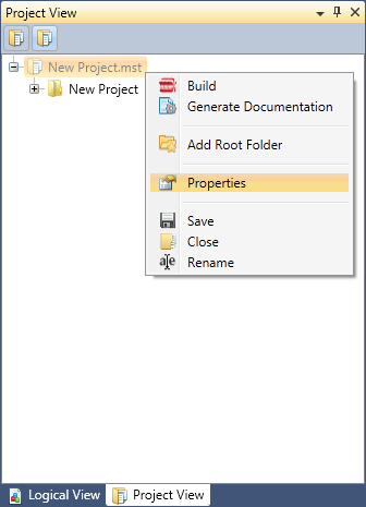 Project Context menu
