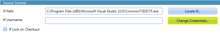 Change Credentials button highlighted