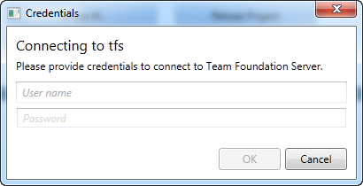 Credentials dialog box