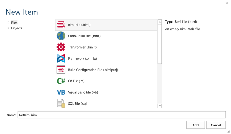 Create New Biml File Create New Biml File