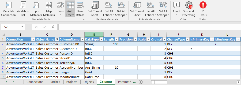 Column Metadata Column Metadata