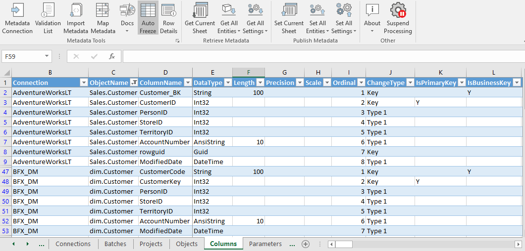 Column Metadata Column Metadata