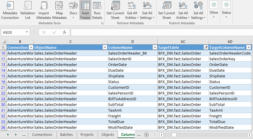 Column Metadata Column Metadata