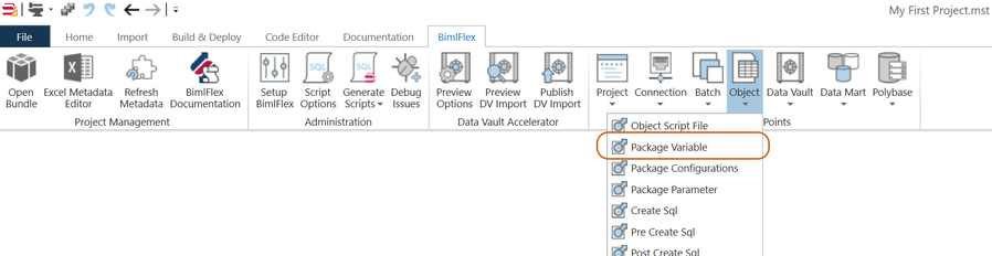 Create Package Parameter Create Package Parameter