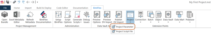 Create Project Parameter Create Project Parameter